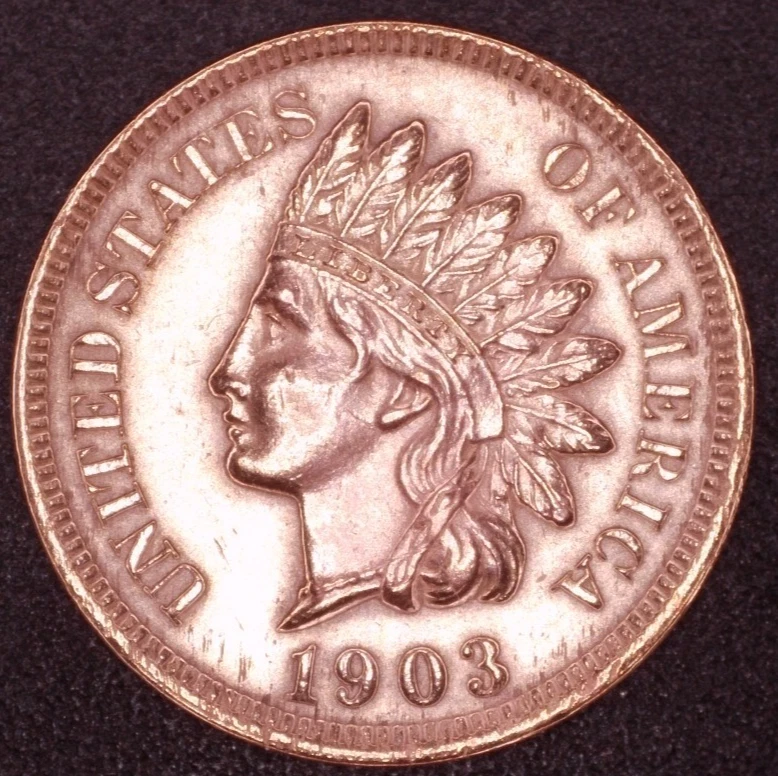 1903 Indian Head Cent - Uncirculated RED GEM - BEAUTIFUL COIN! - FREE SHIPPING - Image 4 of 4