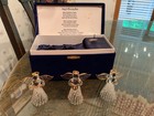 Angel Blessing Box 3 Spun Glass 2” Angels 22 Karat Gold Accents With Music Box — photo 2