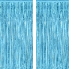 2 Pack Tinsel Backdrop Birthday Party Streamer Fringe Curtains Foil Backdrop