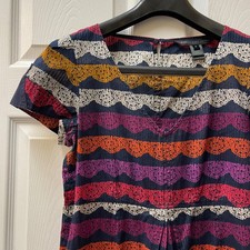 Marc by Marc Jacobs Women's Size 6 V-Neck Printed Striped Dress Cap Sleeve Sheer
