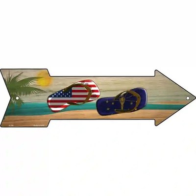 US and Indiana Flag Flip Flop Novelty Metal Arrow Sign