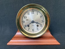 Chelsea Ships Bell 6 Brass Nautical Mantel Clock w/ Key Boston USA