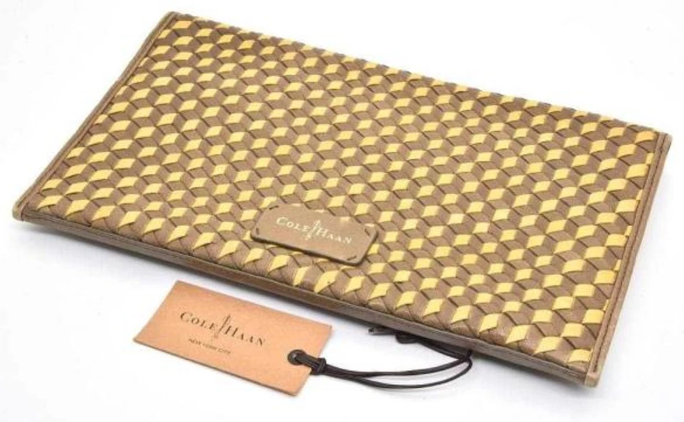 Sac pochette en cuir tissé Cole Haan deuxième sac kaki d'occasion #398 - Photo 3/4