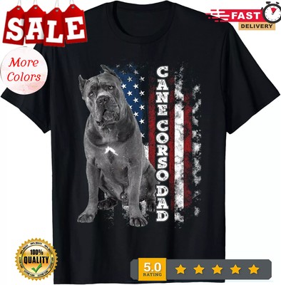 2025/Cane Corso Dad_ Dog Owner Italian Mastiff USA American Flag Gift Unisex T-S