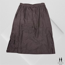 Vintage Emmanuelle Khanh Linen Embroidery Black Skirt Camisole Skirt 6US 28