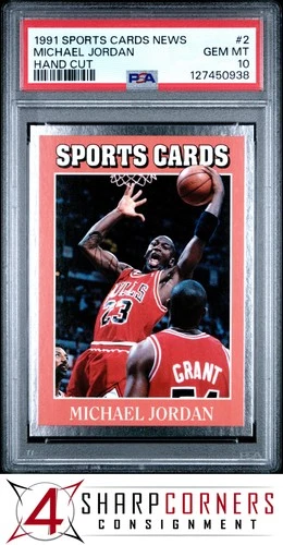 1991 ALLAN KAYE'S SPORTS CARDS NEWS MAGAZINE HAND CUT #2 MICHAEL JORDAN PSA 10