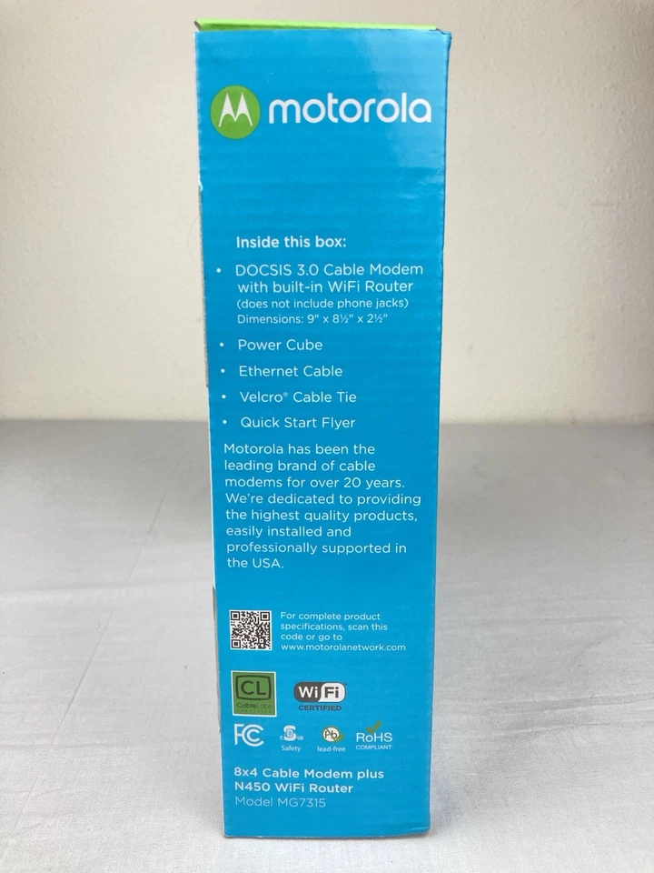 MOTOROLA MG7315 8X4 CABLE MODEM PLUS N450 WIFI ROUTER 343 MBPS WHITE TESTED VGC! - Image 4 of 4