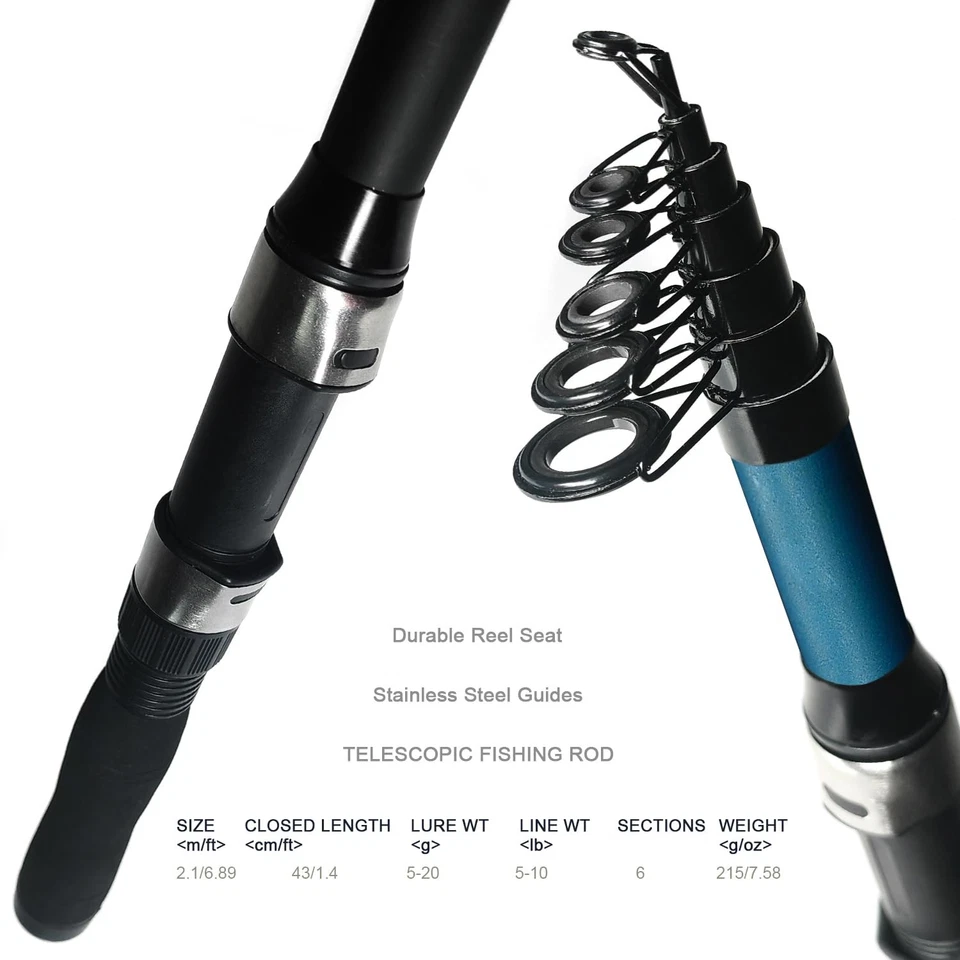 2 Pack 2.1m/6.89ft Telescopic Spinning Fishing Rod Reel Combos with Carrier B... - Image 4 of 4