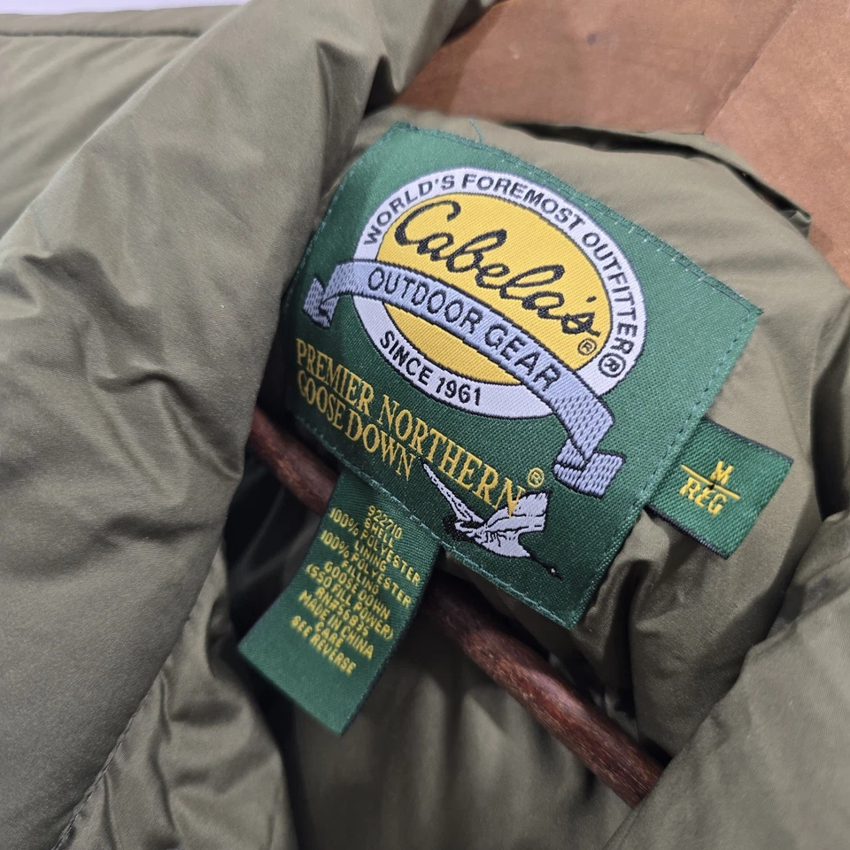 Cabelas Vest Mens Large Green Puffer Down Insulated Button Gillet Olive Army - Image 3 of 4