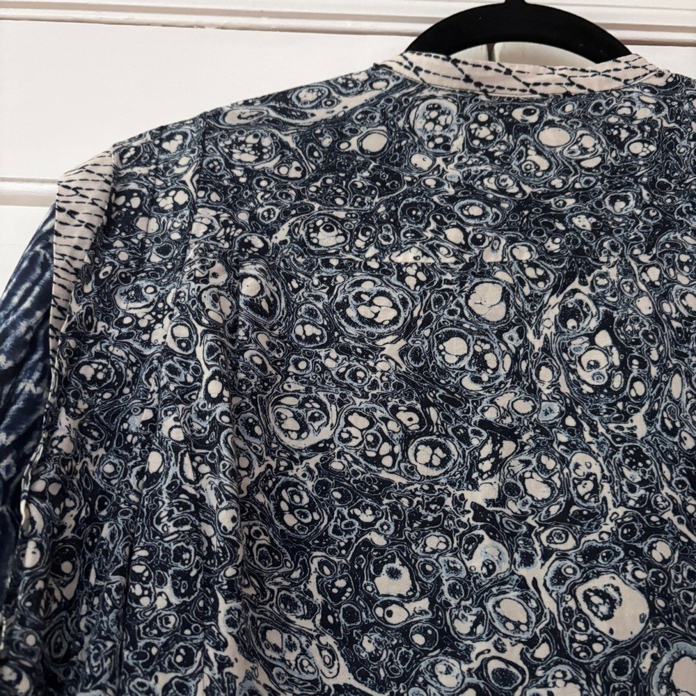 Ulla Johnson Nara Blouse Indigo Patchwork Printed… - image 14