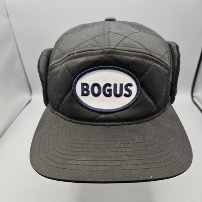 Bogus Hat  Quilted Ear Flaps Men's Adjustable Black Winter Cap idaho ski