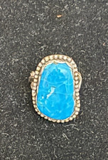 Native American Sterling Silver Turquoise Size 5.5 Ring: Signed M or W