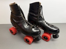 Amazing Vintage Jogger Riedell 120 Black Leather Roller Skates US Size 10 nice