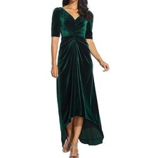 Adrianna Papell Green Velvet High Low Dress