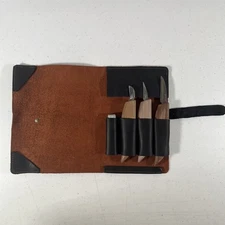 Beaver Craft Wood Carving Set of 3 Knives in Leather Case With Whetstone
