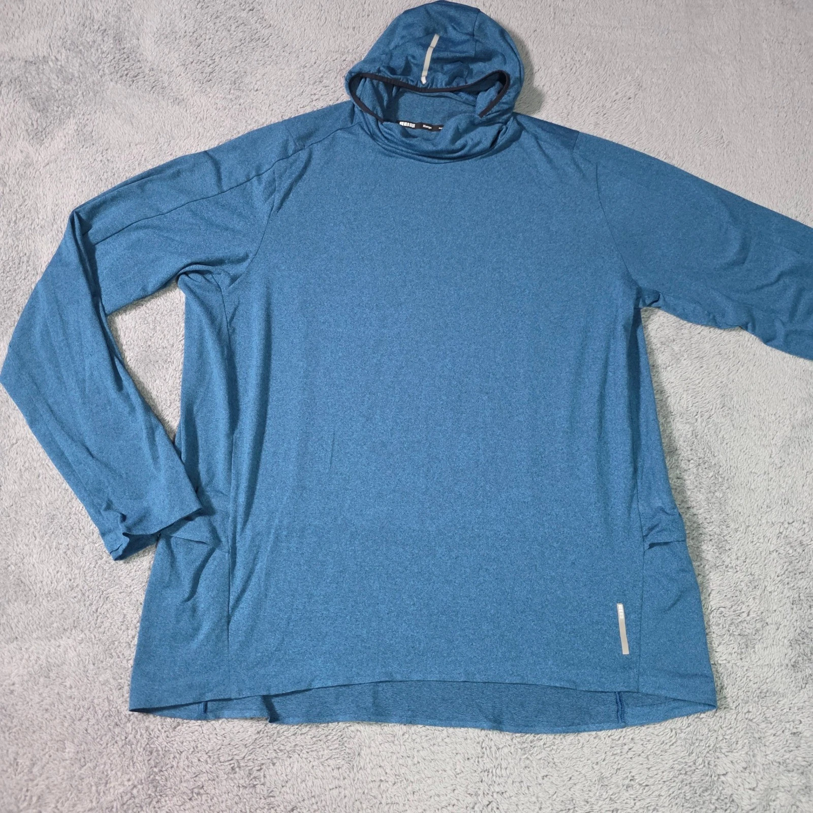 REI Co-op Mens XLarge Hoodie Blue Heather Scuba Neck Reflective Active Top
Opens in a new window or