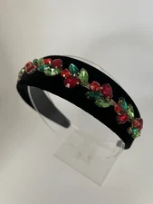 Black Baroque Headbands  Rhinestones Wide Headband Velvet Jeweled Hair Acce