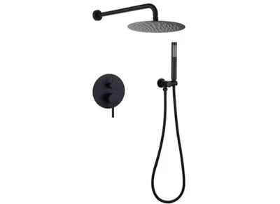 BWE 1-Handle 2-Spray Rain Shower Faucet and Hand Shower Combo Kit in Matte Black
