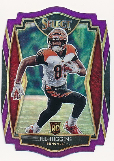 TEE HIGGINS 2020 PANINI SELECT PURPLE PRIZM DIE-CUT PREMIER LEVEL #160 RC ROOKIE