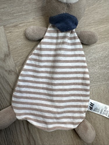 H&M Teddy Bear Striped Brown comforter comfort blanket soft toy soother - Picture 5 of 10