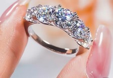 3.6 CT 5 Stone Moissanite Engagement Wedding Ring S925