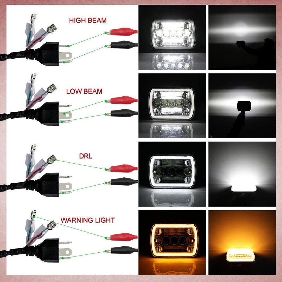 Faros LED DRL para Ford E-150 Econoline E-250 E-350 Super Duty DOT 2x 7x6" Foto 2 de 4