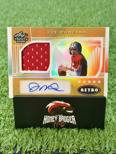 2025 Leaf Trinity Joe Montana Retro Jersey Patch Auto True Gold Game Used 1/1