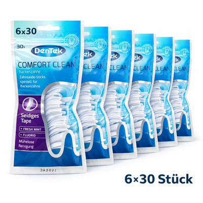 DenTek Comfort Clean Zahnseide-Sticks   6×30 Stück | Fresh Mint | Original