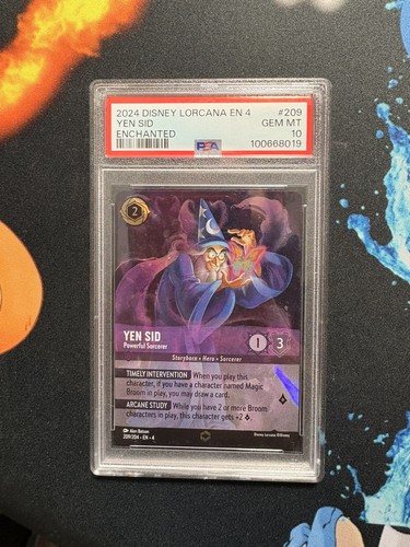 PSA 10 Enchanted 209 Yen Sid Powerful Sorcerer Disney Lorcana Ursula's Return