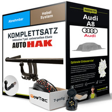 Für AUDI A8 Typ 4D Anhängerkupplung abnehmbar +eSatz 7pol uni 1994-12.1998 NEU
