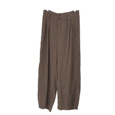 Cider Houndstooth Wide Leg Pants Brown High Waisted Pleated Trousers L
