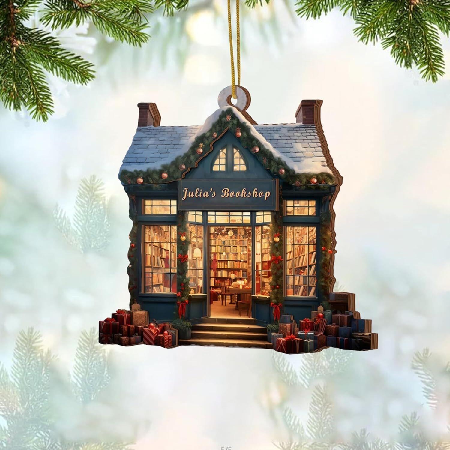 Personalized Bookstore Christmas Ornament Bookshop Ornament Librarian Ornament B