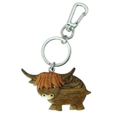 Glen Appin of Scotland Wooden Highland Cow Keyring KP1881