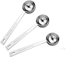 Stainless Steel 1 Tablespoon Measuring Coffee Scoop Spoon Set of 3