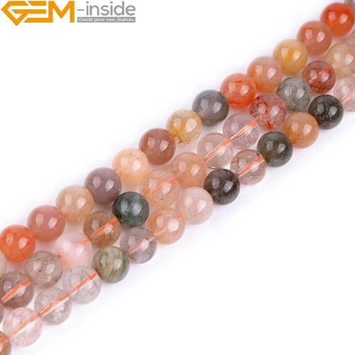 Multi-Color Rutilated Quartz Round Natural Stone Beads For Jewelry Making 15" - Picture 24 of 28