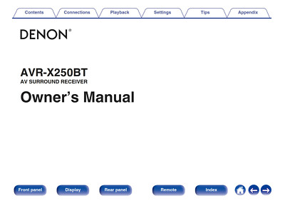 Denon AVR-X250BT Receiver Owners Instruction Manual