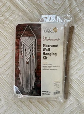 Solid Oak Macrame Wall Hanging Kit-Three Triangles - white craft activity gift 