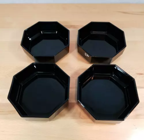 ARCOROC France Octime Black Octagon Small Bowl Soup Vintage Dinnerware set of 4