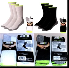12 Pairs Mens Jobsite Moisture Control Comfort Top Cushioned Work Crew Socks