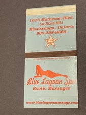 Vintage Canada Matchbook: “Blue Lagoon Spa” Mississauga, Ontario