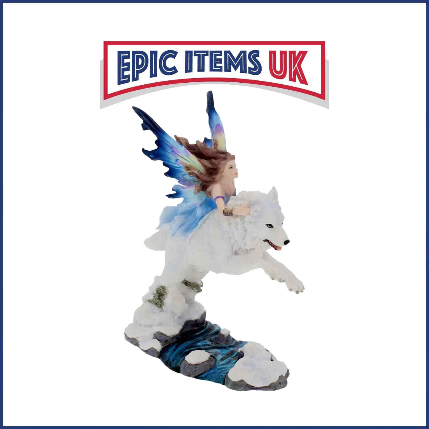 Nemesis Now Free Spirit Figurine Fairy and Winter Wolf Ornament 23.5cm - NEW