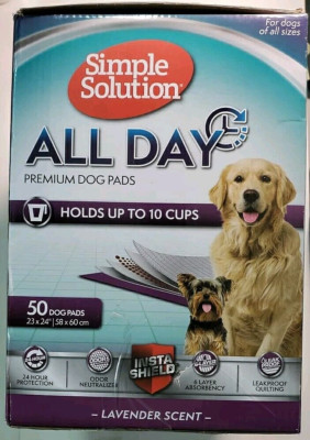 Simple Solution All Day Disposable Pee Pads for Dogs, 50(49) CT, Lavender Scent