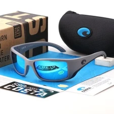 Costa Del Mar BLACKFIN Matte Grey/ Blue Mirror Polarized 580P Sunglasses