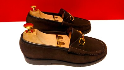 849.00 !! GUCCI RARE WOMEN BROWN GENEGUM LOAFERS GOLDEN BITS  display picture 3