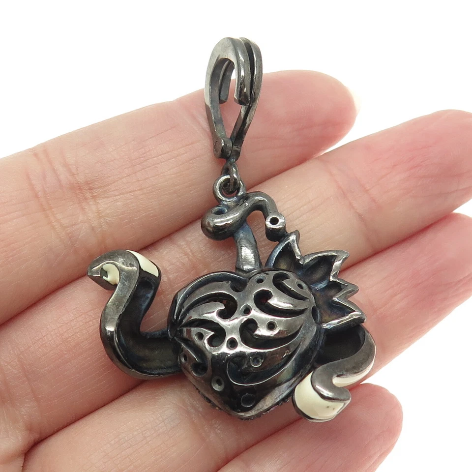 Colgante Corazón Zafiro Multicolor Real Esmalte Rodio Negro Plata de Ley 925 Foto 2 de 4