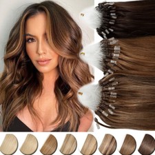 Micro Ring Loop Hair Extensions Real Remy Human Hair Silicone Micro Beads Tip 1g