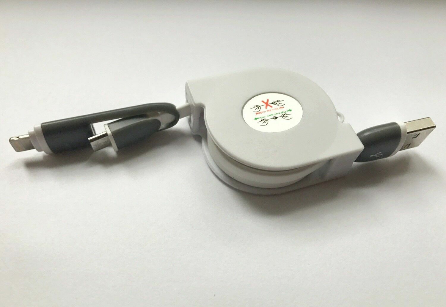 Retractable 2in1 USB Cable for Micro USB iPhone 6S 8 7 5S 5 X iPad Air Charger