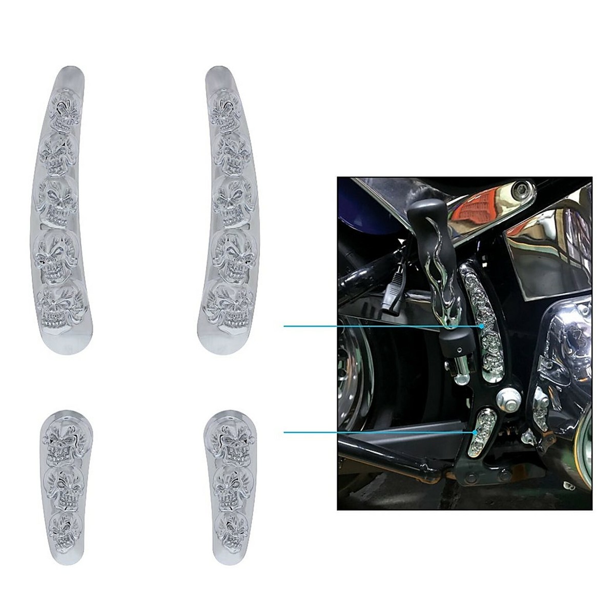 ホノコス⭐︎ 3D Chrome Plated Skull Motorcycle Bike Swing Arm Accent Set