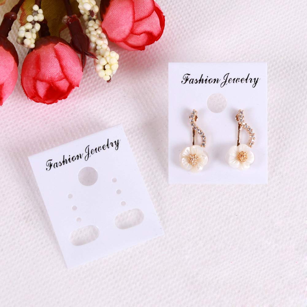 100 Pcs Professional Plastic Earring Ear Studs Holder Display Hang Cards (White)