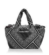 See By Chloe Tilly Bag Women’s Large Tote Black/white Bandana Print Retail $295